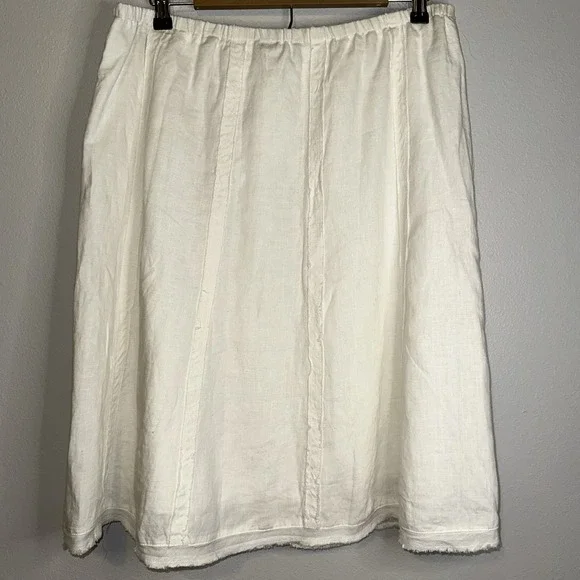 Soft Surroundings Linen Skirt Raw Hem Lined Bohemian Church Minimalist White New - Picture 7 of 12